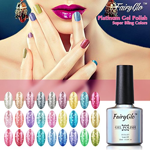 UV Gel Nagellack FairyGlo Nail Gel Polish Nagelgel Schimmer Glitzer Platinum Series (1xStück 10ML) - 4