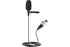 JTLAU Lavalier Clip on Microphone - Cardioid Condenser Lapel Mic Compatible with AKG/Samson Bodypack Wireless Systems,Ideal for Lectures,actors,Theater,Podcasts