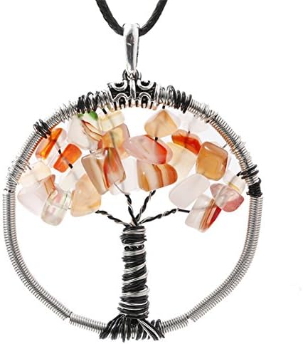 Tree of Life Healing Crystal Wire Wrap Fashion Gemstone Pendant Fit Necklace