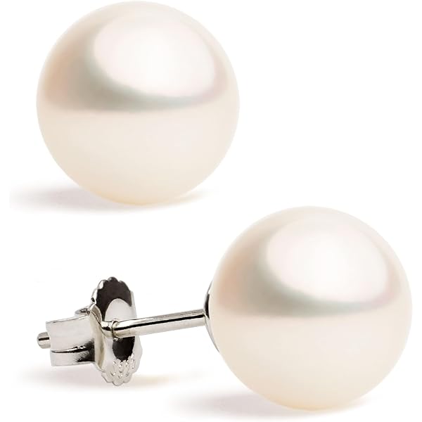 NKlaus Orecchini A Perla D'Acqua Dolce 10 Mm In Oro Giallo 585 (14kt) - Perle Bouton Coltivate, Selezionate A Mano, Modello 13217