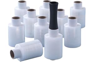 AUNNO 5 Rolls Clear Cast Standard Core Mini Hand Pallet Stretch Wrap Cling Film With Free Dispenser 100mm x 150m x 17mu