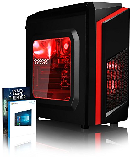 VIBOX Killstreak SA4-162 Gaming PC - 3,9GHz AMD A4 Dual-Core APU, Desktop Gamer Computer mit Spielgutschein, Windows 10, Rot Innenbeleuchtung, lebenslange Garantie* (3,7GHz (3,9GHz Turbo) superschneller AMD A4-6300 Dual-Core-APU / CPU-Prozessor, 4GB DDR3 1600MHz RAM, 1TB (1000GB) SATA III HDD 7200rpm Festplatte, 400W 85+ Netzteil, CIT F3 Rot Gaming Geh§use, Asrock FM2+ A68M Mainboard)