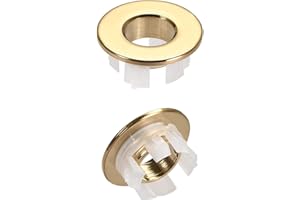 DTGN 30x13,5mm(DxT) Fregadero Rebosadero Cubierta - 2 Paquete - Bueno para Baño Cocina Fregadero - Cobre Cuenca Recorte Inserción Agujero Redondas Tapas - Dorado Tono