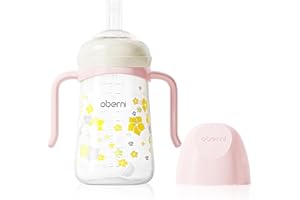 Oberni Trinklernbecher auslaufsicherer für Kleinkind ab 6 Monaten, BPA frei Trinkflasche mit Griffe, 240ml-Schnabeltasse-Trainerbecher-Wasserflasche-Baby Sippy Cup, Rosa