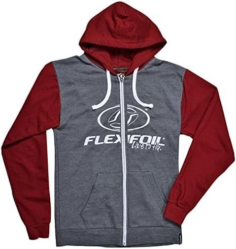 Men's Premium Quality Grey and Burgandy Retro Jakarta Zip Hoody Medium
