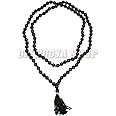 Om Pooja Shop Black Hakik Mala Energized Original 108+1 Bead 7 mm (15 inch Length)