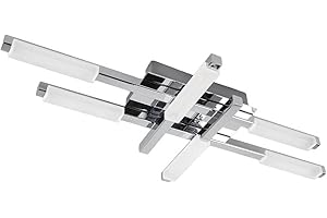 LINDBY LED Plafonnier Salle De Bain Patrik (Moderne) en Argent Métal e. a. pour de bain (à 6 lampes,), WC, Luminaire Plafonnier, Lampe Plafond, Eclerage Plafond