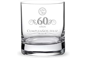 AMAVEL – Vaso de Whisky con Grabado por el 60 Cumpleaños – Regalos para Hermanos – Regalo para Cumpleaños – Obsequios Personalizados – Mejor Whisky – Capacidad: 320 ml