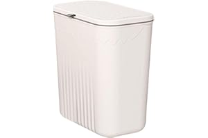 Fonowx Abfalleimer Bad Wandmontage ohne Bohren, Mülleimer Hängend mit Deckel Platzsparend, Mülltonne zum Einhängen mit Deckel für Badezimmer, Ecke, Schlafzimmer, Toilette, Küche, Weiß