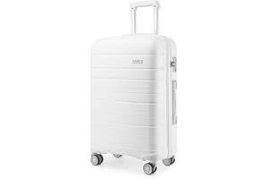 Kono Maletas de Viaje 4 Ruedas, Maletas Grande,Equipaje de Mano Ligero de Polipropileno,TSA y YKK Maleta Cabina Rígida 76CM 100L(Blanco)