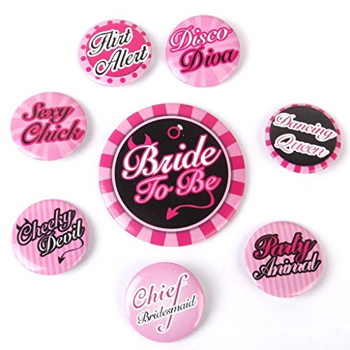 Veroda Hen Night Do Badges Party Favours Set of 8Pcs 7.5cm 3.9cm