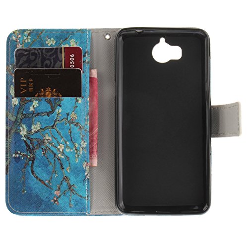LUSHENG Cover per Huawei Nova Young,Premium PU Leather Flip Cover Fondina Cover a Libro Shell Custodia in Pelle con Slot per Schede e Funzione di Supporto - Albero di Albicocca
