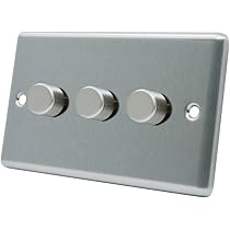 3 Gang 2 Way 10A Switch In Satin Chrome Low Profile Plate And