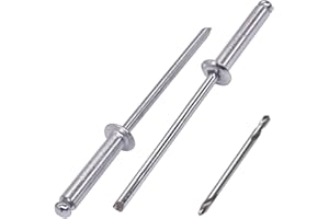 SKIR'CO (100 piezas) Remaches ciegos de aluminio 3,2 x 16 mm, mandril de acero, remaches de pop, cabeza de cúpula, broca incluida