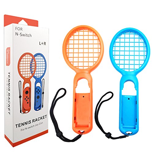 Preisvergleich Produktbild FOKOM 2St. Tennis Racket Tennisschläger Schläger mit Schlaufen Joycons Zubehör für Nintendo Switch Mario Tennis Aces