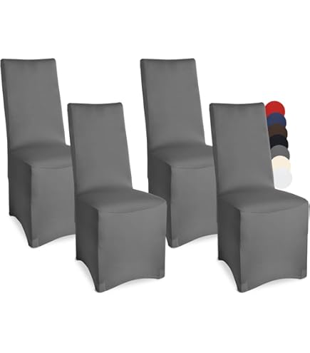 Beautissu Banket-/stoelhoes, set van 4, 45 x 90 cm - Leona Elegante stretchhoezen voor stoelen - Elastische stoelhoezen in set met ÖKO-TEX keurmerk in zwart