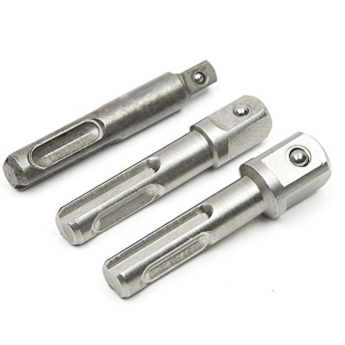 Fortag 3 tlg Stecknuss Akkuschrauber Stecknuss Steckschlüssel Nuss Adapterset Bohrfutter Adapter Satz Vierkant-Adapter für SDS 1/4 3/8 1/2 - 2