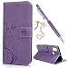 Produktbild ToneSun Hülle Case für Xiaomi Mi 8, Leder Filp Wallet Handyhülle Flipcase: Geprägter Schmetterling Multifunktionale Tasche Cover Brieftasche Schutzhülle in Hellviolett + Stöpsel + Stylus