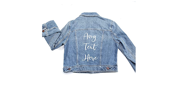 jean jacket with writing