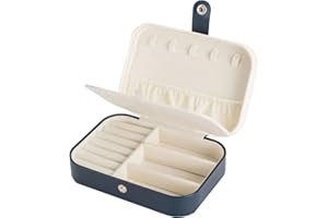 Lrikas Scatole Portagioie Gioielli da Viaggio da Donna Organizzatore da Ragazza Custodia Piccola da Gioielleria per Anelli Orecchini Collane Bracciali, 16,5 x 11,5 x 5,5 cm (Blu Scuro)