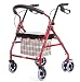 Produktbild Rollator aus Edelstahl Rotfarben Walker klappbar Rollwagen 6 Räder Leichtgewichtrollator mit Sitzfläche und Korb