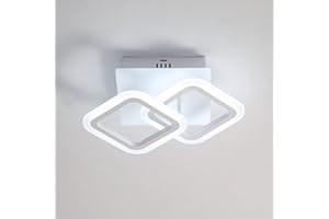 Dorlink Plafoniera LED Soffitto, 24W 2160LM Plafonnier LED Moderna, 2 Luci Quadrate Lampadario Soggiorno, 6500K Bianco Freddo Lampadario Cameretta, Lampadario Cucina Bianco Acrilico, Ø35CM