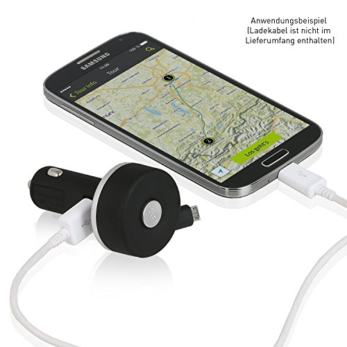 Wicked Chili T-Bone DUAL KFZ Ladegerät mit ausziehbarem micro USB Kabel für Samsung Geräte und USB Fast-Port für Apple Geräte (Kabellänge ca. 65 cm, micro USB: 1A / USB-A Port: 3.1 A) - 5