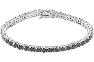 Gold Gala Pulsera Tenis de Plata de Ley 925 con Circonita Cúbica Negras