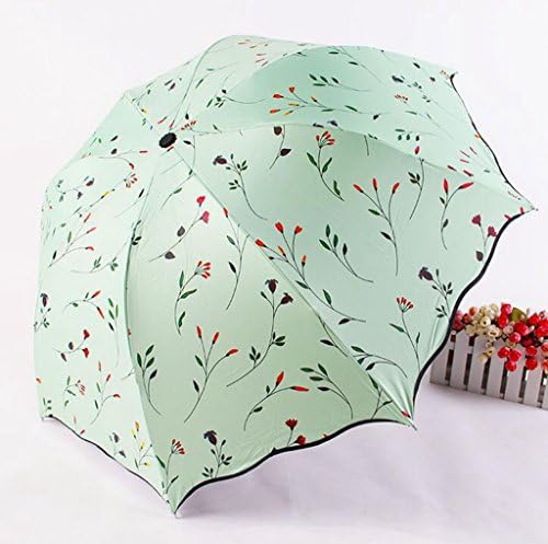 GT Umbrella Manual Fashion 3-Folding Umbrella Daisy Rain Umbrella Sturdy Windproof Anti-UV Sunscreen Umbrella