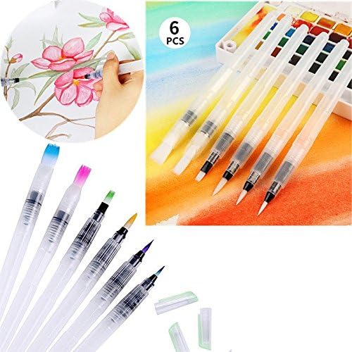 JOYFULDEAL 6Pcs Refillable Pilot Water Brushes Ink Pen for Water Color Calligraphy Drawing