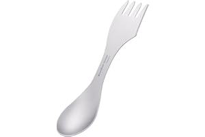 iBasingo Spork en Titane Fourchette Cuillère Légère 3 en 1 Ustensile de Voyage Multifonctionnel Extérieur Spork Réutilisable Durable Avec étui de Rangement pour Camping Pique-nique Bureau de Randonnée