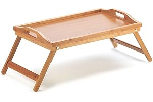 EM HOME Bandeja para Cama plegable, mesita para desayunos con Patas Plegables (BAMBÚ 2)