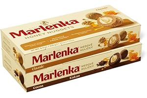 ‎MARLENKA MARLENKA® Honigkugeln DuoPack Mix | 1 x Gebäckkugeln mit Honig und 1 x Gebäckkugeln mit Kakao| 2 x 10 Bälle | 2 x 235g | Süßigkeiten Großpackungen | Lange Haltbarkeit - Ablaufdatum mehrere Wochen