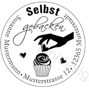 Handmade Stempel | Selbst gebacken | Mit Adresse und Motiv Muffin rund 40 mm
