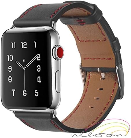 Apple 42 mm Genuine Leather Watch Bracelet | High-Quality Genuine Leather Bracelet with Stainless Steel Clasp &amp; Adaptor | Comfortable to wear and easy Changing Watch Strap | for Series 1, 2, 3