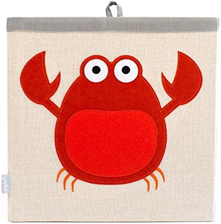 Grey Bee Animal Theme Canvas Storage Cube Bin Box for Kids, Red- Crab