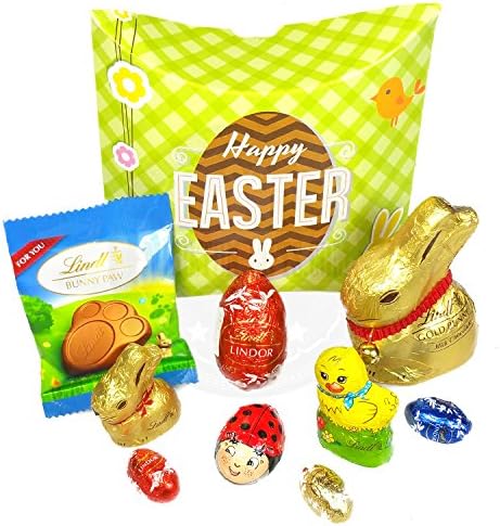 Lindt Chocolate Easter Treat Box - Bunnies, Lindt Lindor Egg, Bug Mini Eggs and Bunny Paw - By Moreton Gifts