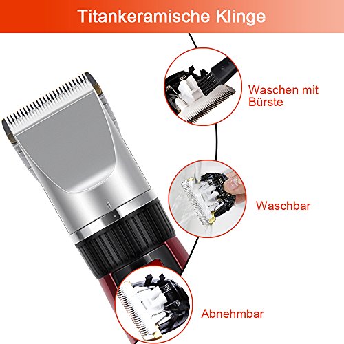 Elehot Elektrischer Haarschneider mit 5 Aufsätzen Haarschneidemaschine für Herren oder Friseur Salon Rot - 5