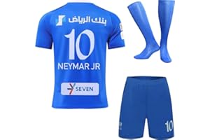 Soft Gardin Hilal Riyadh Al 2023/2024 Neymar #10 Home Football Soccer Jersey/Shorts Socks Gift Set for Children Youth Sizes