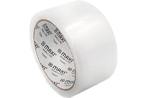 Maxi packing tape 48mm x 50 yds 45 mic clear, high performance clear packing tape, shipping box packaging tape for moving, office, carton sealing & storage, mx-pt50c, Large