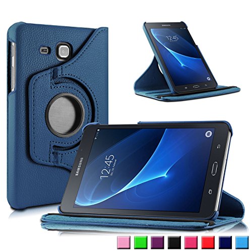 Infiland Samsung Galaxy Tab A 7.0 Hülle Case - PU Ledertasche lederhülle 360° Drehbarer Stand Cover Case Schutzhülle Tasche Etui für Samsung Galaxy Tab A 7.0 17,8 cm SM-T280 (7 Zoll)Tablet-PC(Dunkleblau)
