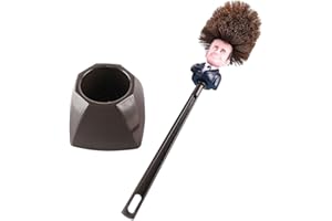 Nettoyeur de Brosse à Cuvette Emmanuel Macron avec Support et Rangement - Nettoyeur de Cuvette Fantaisie pour la Salle de Bain - Cadeau Politique Amusant - Souvenir de Macron - Marron par Mobi Lock