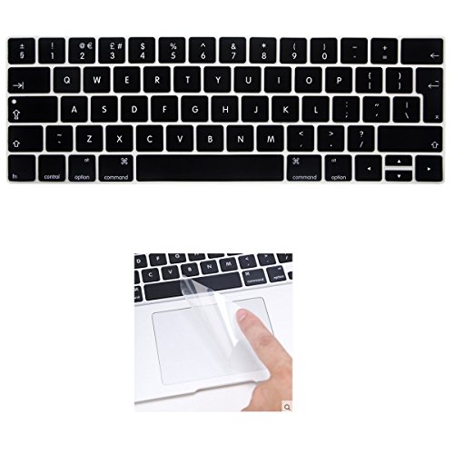 i-Buy Silicone Keyboard Cover Film for Macbook Pro 13 with Touch Bar(2016.10 release Model:A1706)+ Touchpad Protector[EU Layout]- Black