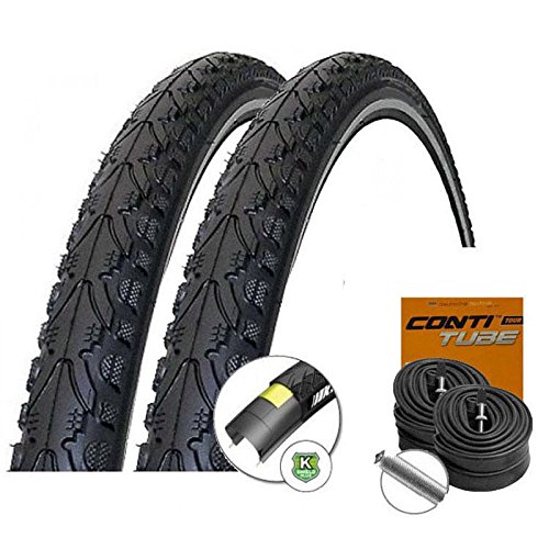 SET: 2 x Kenda Khan K-SHIELD PLUS+ PANNENSCHUTZ Reifen 47-622 / 700x45C + CONTI SCHLÄUCHE Autoventil