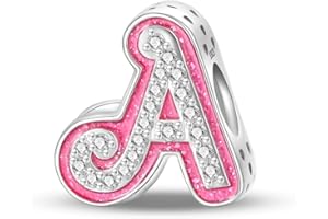 LNQOBU Ciondolo con Lettera Dell'alfabeto in Argento Sterling 925 Charm Bead con A-Z Colore rosa Pendente Compatibile con Europei Bracciale Collane da Donna