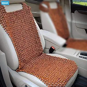 NIKAVI Natural Bamboo Wood Car Seat Mat, Comfort Breathable Non-Slip Seat Cushion car, Home Office Chair, Brown (Pack of 1)