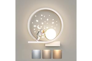 KZT Applique da Parete Interni LED Dimmerabile Rotondo Lampada da comodino Moderno Astronauta Luce a Muro per camera dei bambin Vivaio Stanza Bambin camera da letto comodino Soggiorno illuminazione (B)