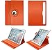 Apple Ipad mini 4 cover, 360 degree rotation case cover With Back document pocket Wallet for Apple Ipad mini 4 Orange