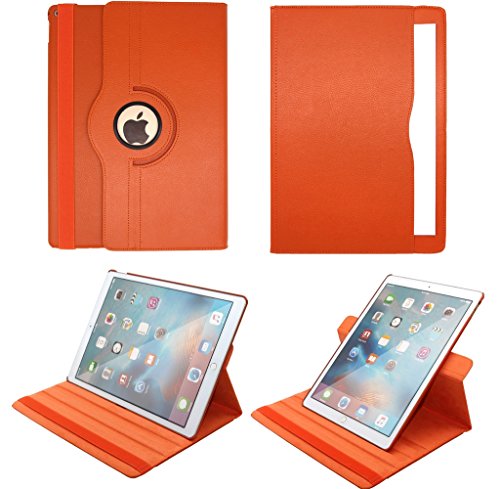 Apple Ipad mini 4 cover, 360 degree rotation case cover With Back document pocket Wallet for Apple Ipad mini 4 Orange