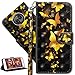 Produktbild HMTECH Moto G6 Plus Hülle Luxus 3D Gold Schmetterling Blumen Flip Standfunktion Karten Slot Magnetverschluß Brieftasche Taschen Schalen Handy Ledercase für Moto G6 Plus,Gold Butterflies